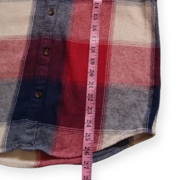 HOLLISTER MEN'S RED BLUE PLAID  FLANNEL LONG SLEEVE BUTTON-UP SHIRT. SIZE S. - Picture 8 of 15